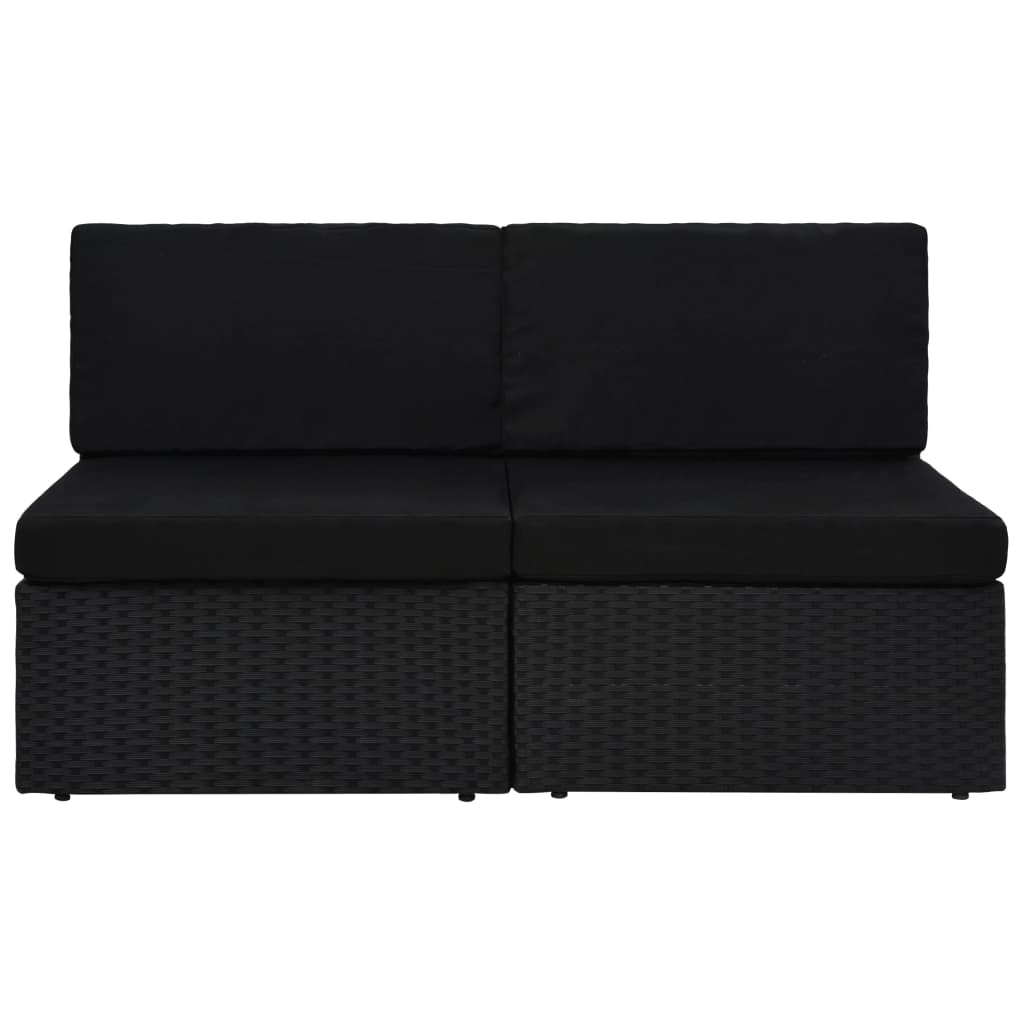 vidaXL Canapea modulară cu 2 locuri, negru, poliratan vidaXL Canapea modulară cu 2 locuri, negru, poliratan