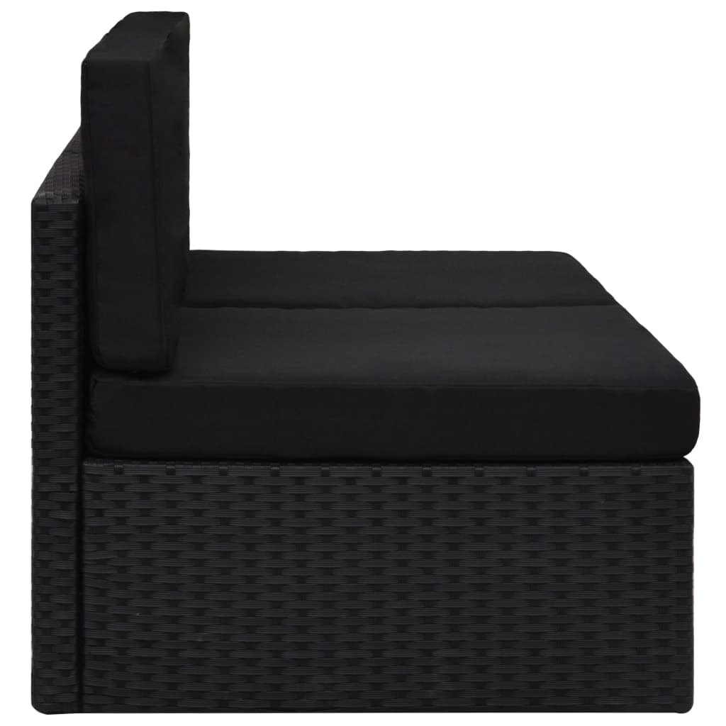 vidaXL Canapea modulară cu 2 locuri, negru, poliratan vidaXL Canapea modulară cu 2 locuri, negru, poliratan