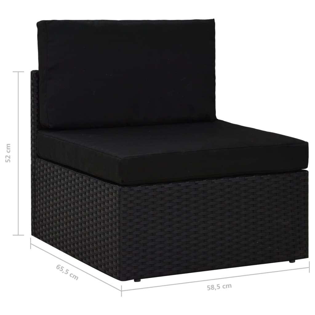 vidaXL Canapea modulară cu 2 locuri, negru, poliratan vidaXL Canapea modulară cu 2 locuri, negru, poliratan