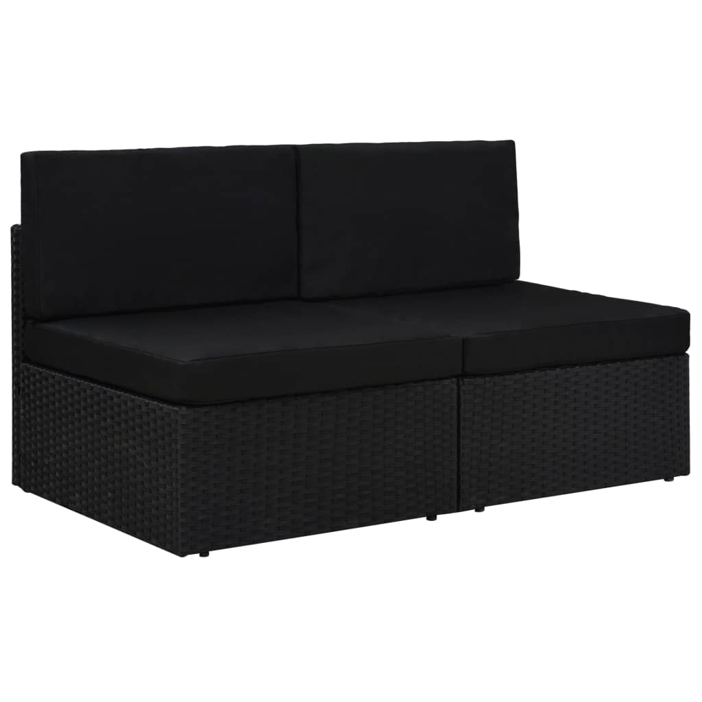 vidaXL Canapea modulară cu 2 locuri, negru, poliratan vidaXL Canapea modulară cu 2 locuri, negru, poliratan