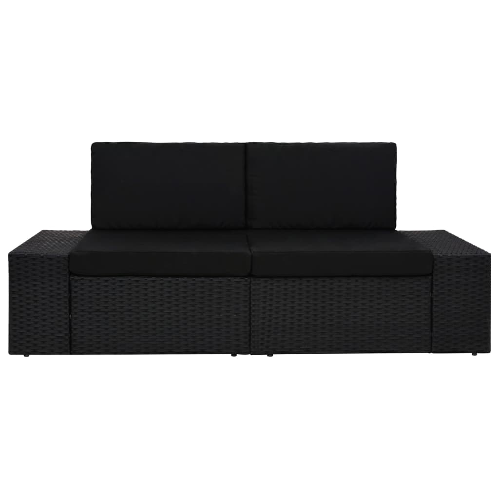 vidaXL Canapea modulară cu 2 locuri, negru, poliratan vidaXL Canapea modulară cu 2 locuri, negru, poliratan