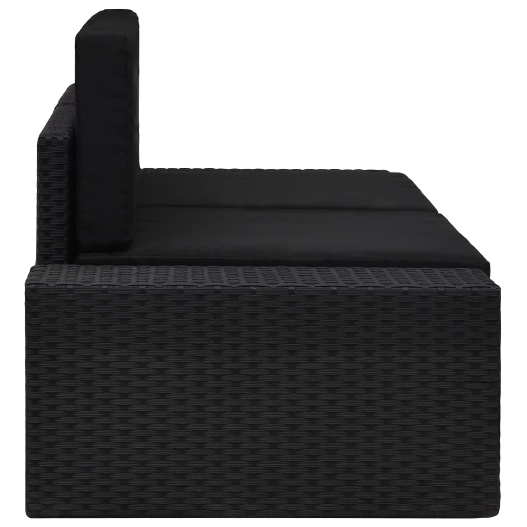 vidaXL Canapea modulară cu 2 locuri, negru, poliratan vidaXL Canapea modulară cu 2 locuri, negru, poliratan
