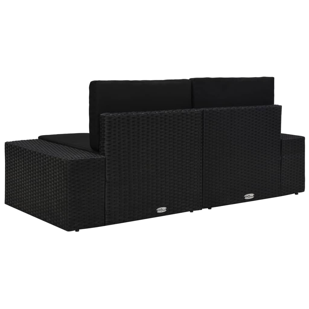 vidaXL Canapea modulară cu 2 locuri, negru, poliratan vidaXL Canapea modulară cu 2 locuri, negru, poliratan