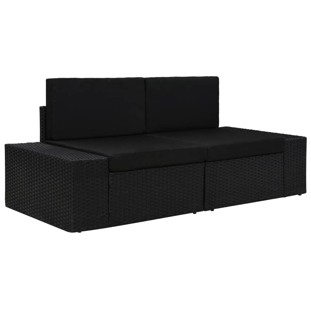 vidaXL Canapea modulară cu 2 locuri, negru, poliratan vidaXL Canapea modulară cu 2 locuri, negru, poliratan