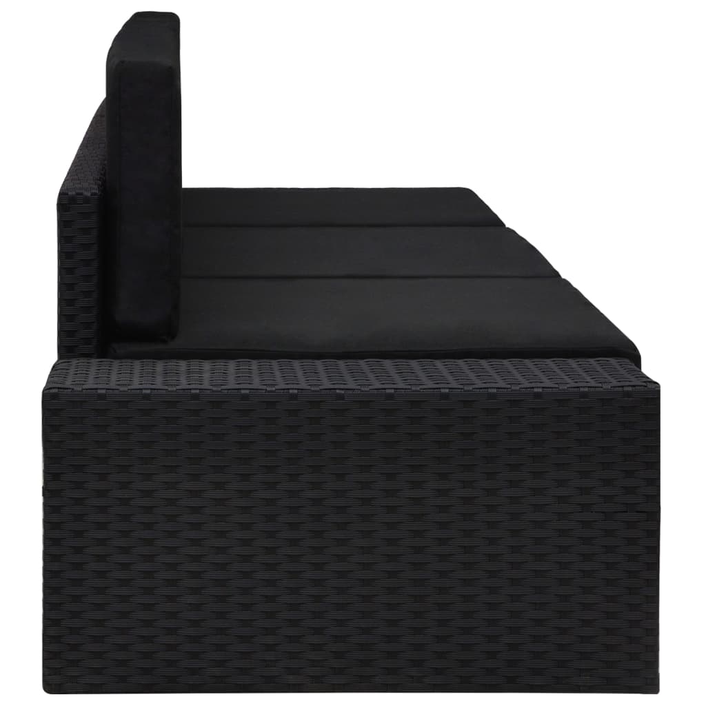 vidaXL Canapea modulară cu 3 locuri, negru, poliratan vidaXL Canapea modulară cu 3 locuri, negru, poliratan