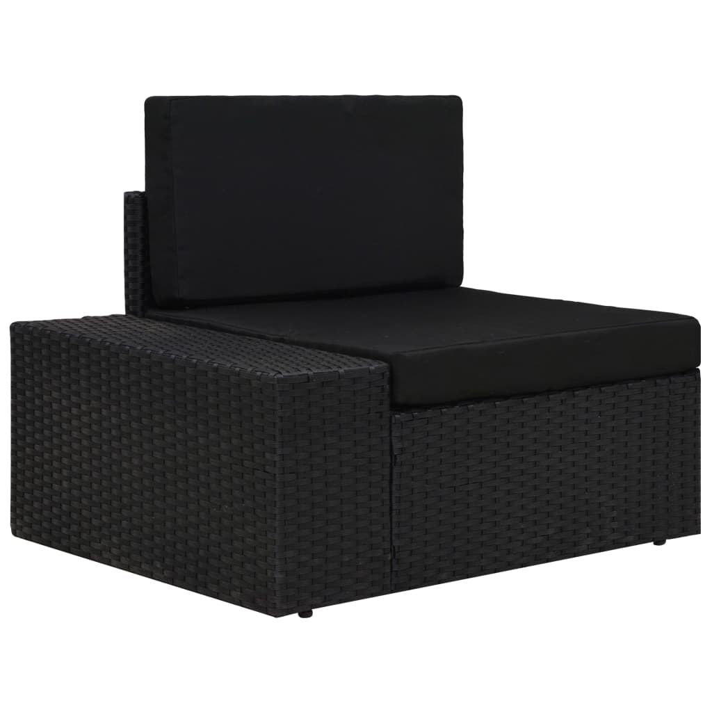 vidaXL Set mobilier de grădină, 3 piese, negru, poliratan