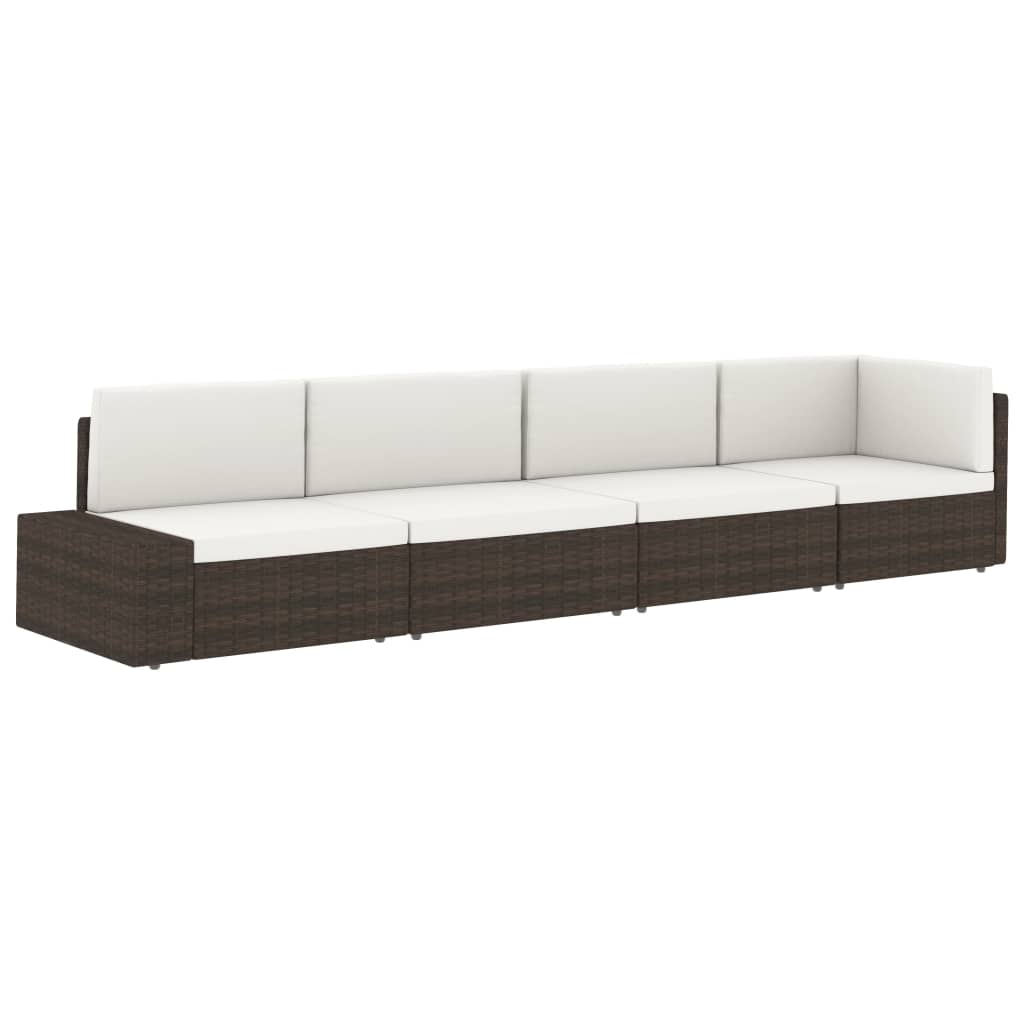 vidaXL Canapea de colț modulară cu cotieră stânga, maro, poliratan vidaXL Canapea de colț modulară cu cotieră stânga, maro, poliratan