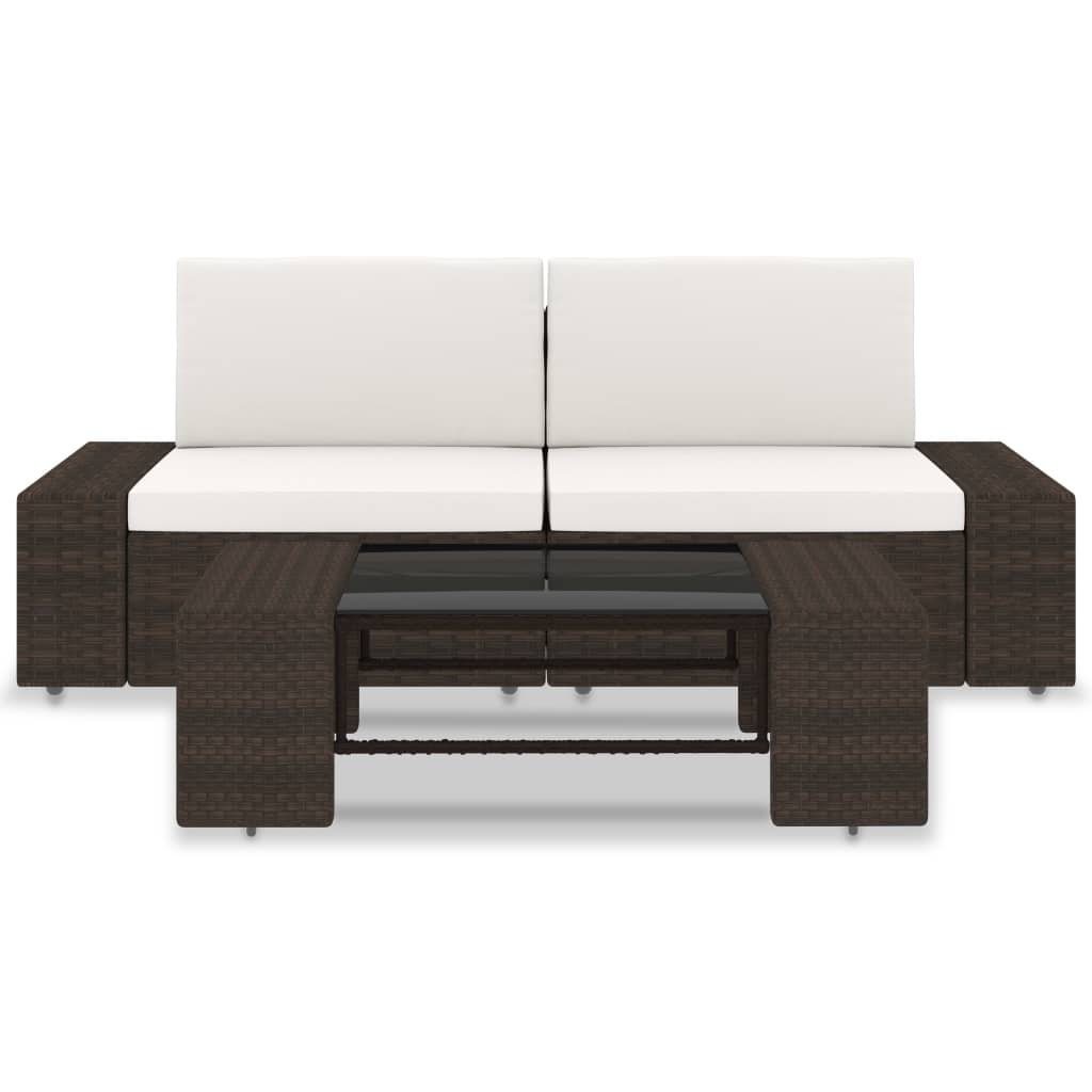 vidaXL Set mobilier de grădină, 3 piese, maro, poliratan vidaXL Set mobilier de grădină, 3 piese, maro, poliratan