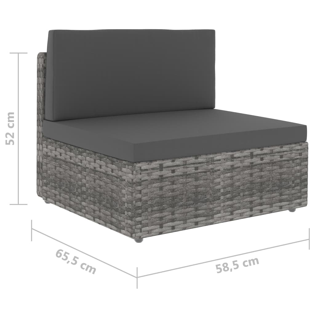 vidaXL Canapea de mijloc modulară, gri, poliratan vidaXL Canapea de mijloc modulară, gri, poliratan