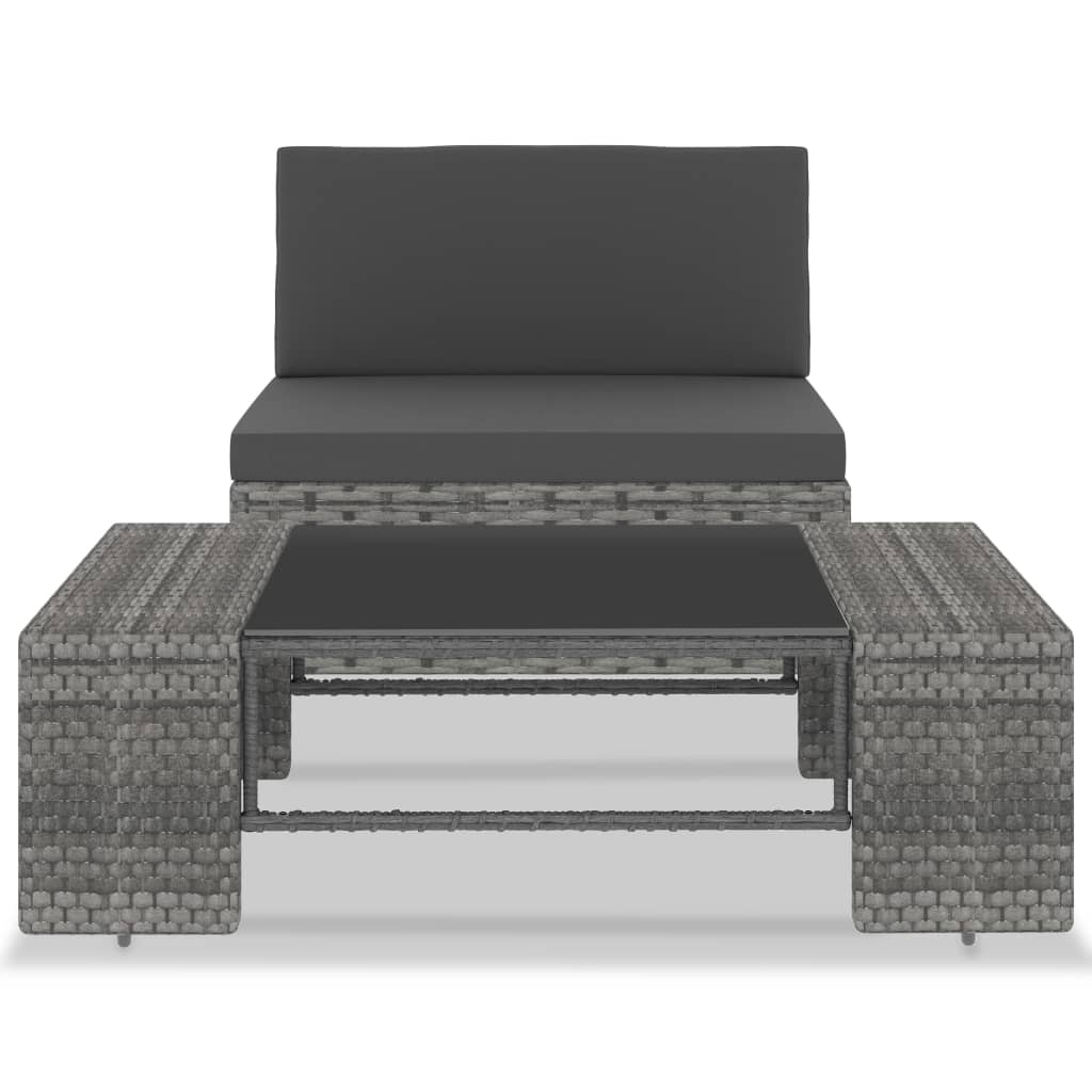 vidaXL Set mobilier de grădină, 2 piese, gri, poliratan vidaXL Set mobilier de grădină, 2 piese, gri, poliratan