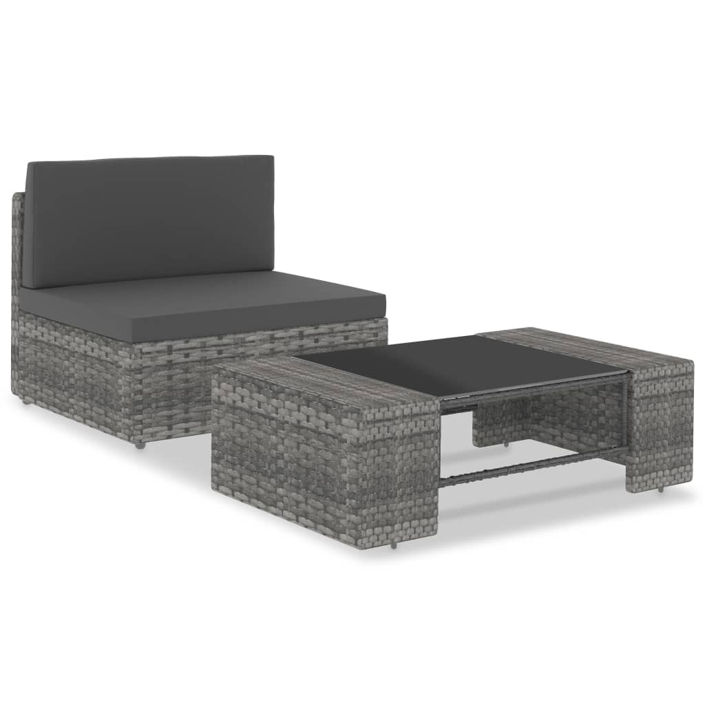 vidaXL Set mobilier de grădină, 2 piese, gri, poliratan vidaXL Set mobilier de grădină, 2 piese, gri, poliratan