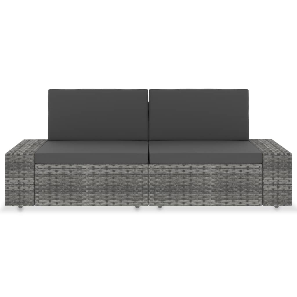 vidaXL Canapea modulară cu 2 locuri, gri, poliratan vidaXL Canapea modulară cu 2 locuri, gri, poliratan