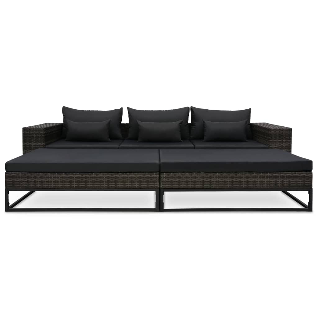 vidaXL Set canapele de grădină cu perne, 5 piese, gri, poliratan vidaXL Set canapele de grădină cu perne, 5 piese, gri, poliratan
