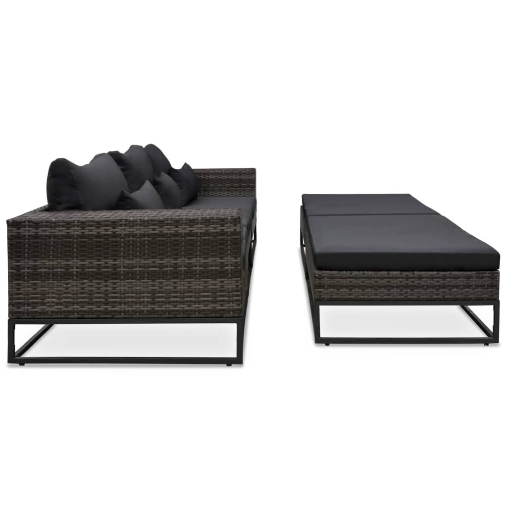 vidaXL Set canapele de grădină cu perne, 5 piese, gri, poliratan vidaXL Set canapele de grădină cu perne, 5 piese, gri, poliratan