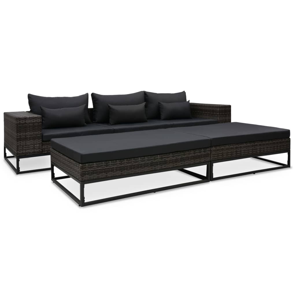 vidaXL Set canapele de grădină cu perne, 5 piese, gri, poliratan vidaXL Set canapele de grădină cu perne, 5 piese, gri, poliratan