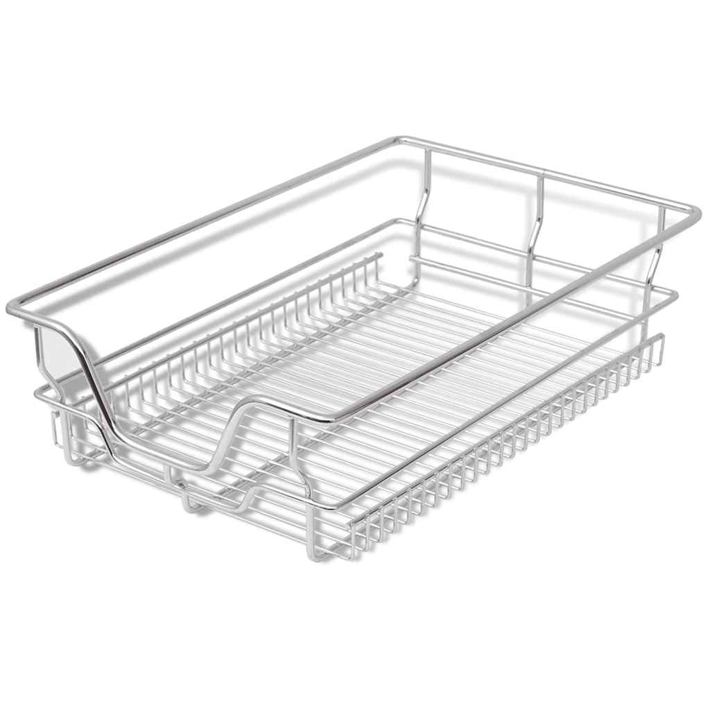 vidaXL Coșuri din sârmă retractabile, 2 buc., argintiu, 400 mm vidaXL Coșuri din sârmă retractabile, 2 buc., argintiu, 400 mm