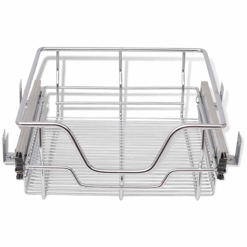 vidaXL Coșuri din sârmă retractabile, 2 buc., argintiu, 400 mm vidaXL Coșuri din sârmă retractabile, 2 buc., argintiu, 400 mm