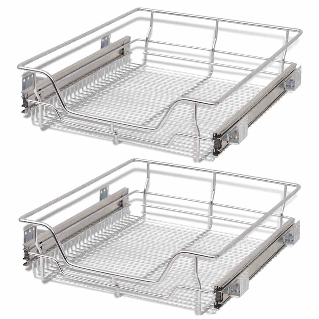 vidaXL Coșuri din sârmă retractabile, 2 buc., argintiu, 500 mm vidaXL Coșuri din sârmă retractabile, 2 buc., argintiu, 500 mm