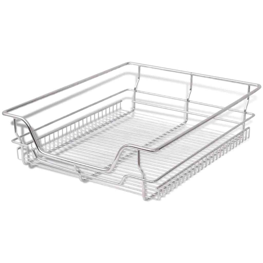 vidaXL Coșuri din sârmă retractabile, 2 buc., argintiu, 500 mm vidaXL Coșuri din sârmă retractabile, 2 buc., argintiu, 500 mm