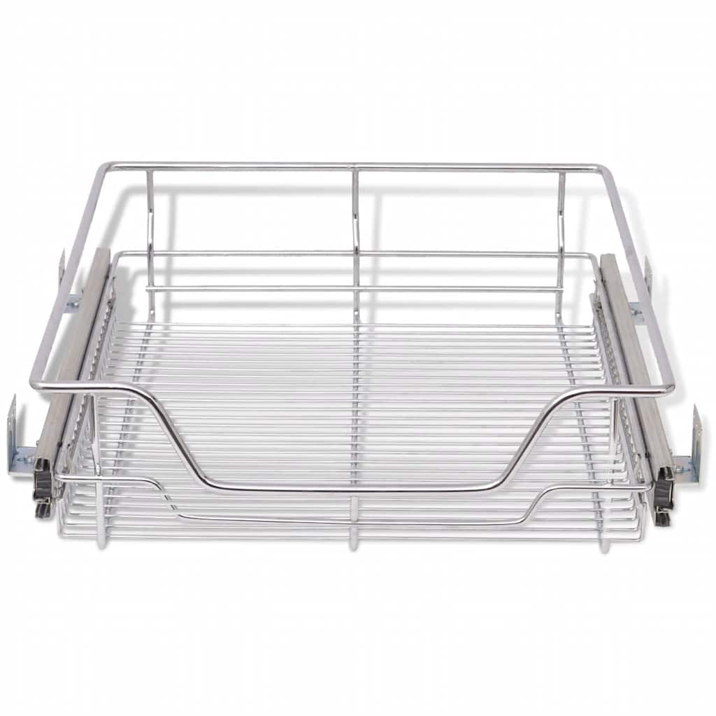 vidaXL Coșuri din sârmă retractabile, 2 buc., argintiu, 500 mm vidaXL Coșuri din sârmă retractabile, 2 buc., argintiu, 500 mm