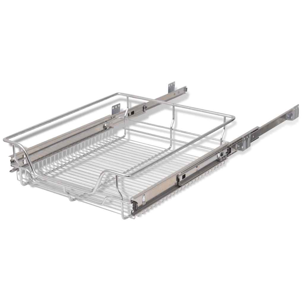 vidaXL Coșuri din sârmă retractabile, 2 buc., argintiu, 500 mm vidaXL Coșuri din sârmă retractabile, 2 buc., argintiu, 500 mm