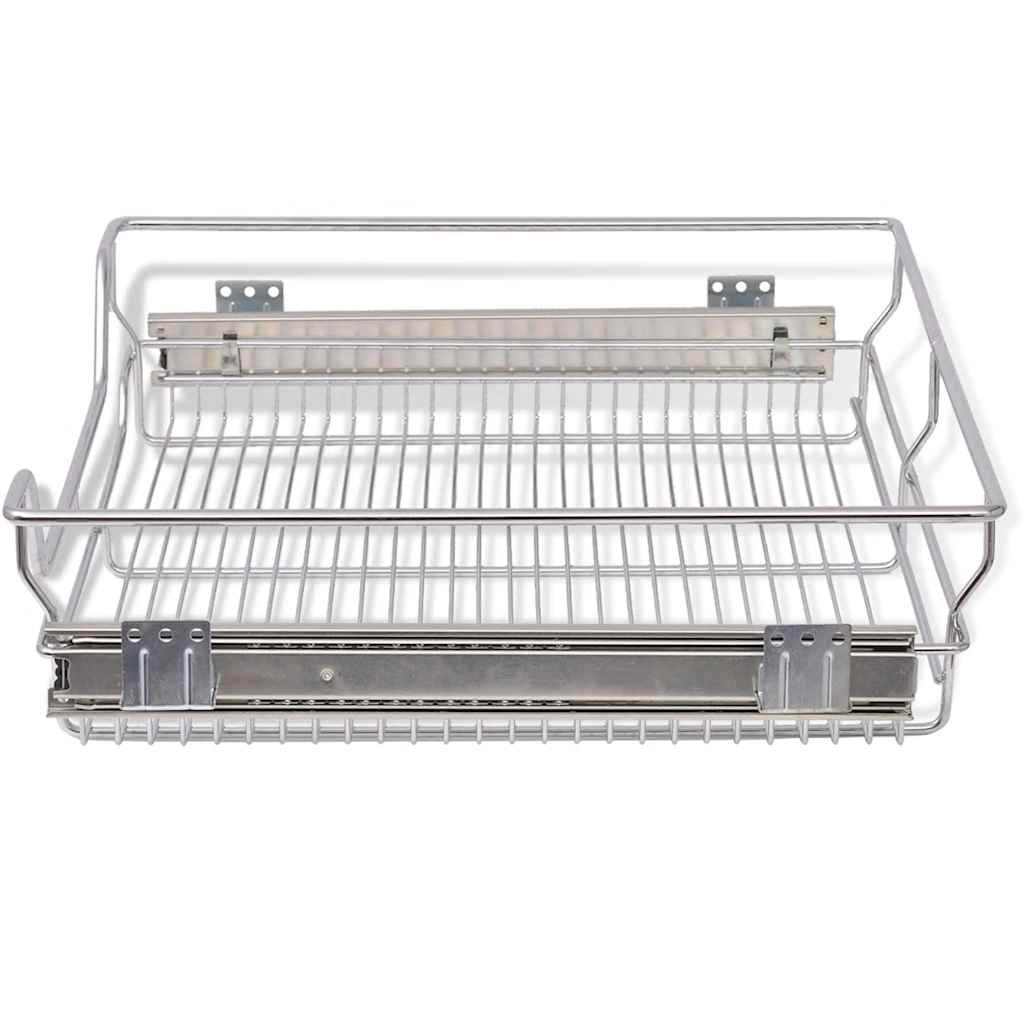 vidaXL Coșuri retractabile din sârmă, 2 buc., argintiu, 600 mm vidaXL Coșuri retractabile din sârmă, 2 buc., argintiu, 600 mm