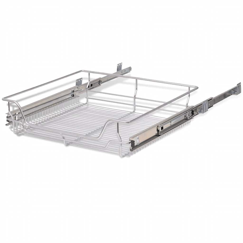 vidaXL Coșuri retractabile din sârmă, 2 buc., argintiu, 600 mm vidaXL Coșuri retractabile din sârmă, 2 buc., argintiu, 600 mm