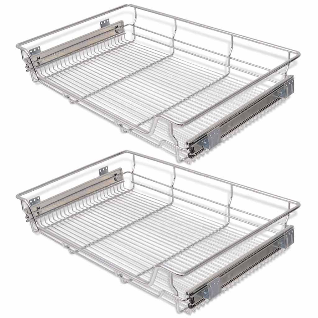 vidaXL Coșuri din sârmă retractabile, 2 buc., argintiu, 800 mm vidaXL Coșuri din sârmă retractabile, 2 buc., argintiu, 800 mm