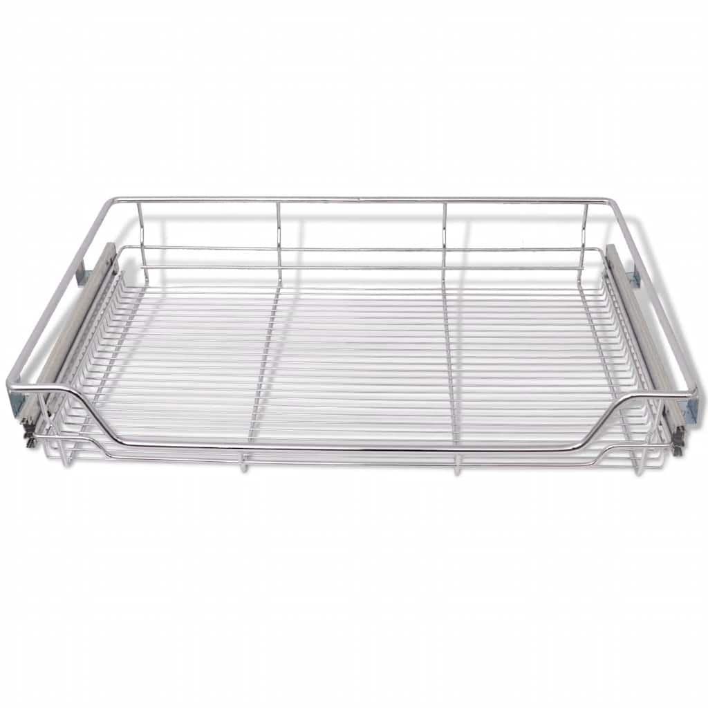 vidaXL Coșuri din sârmă retractabile, 2 buc., argintiu, 800 mm vidaXL Coșuri din sârmă retractabile, 2 buc., argintiu, 800 mm