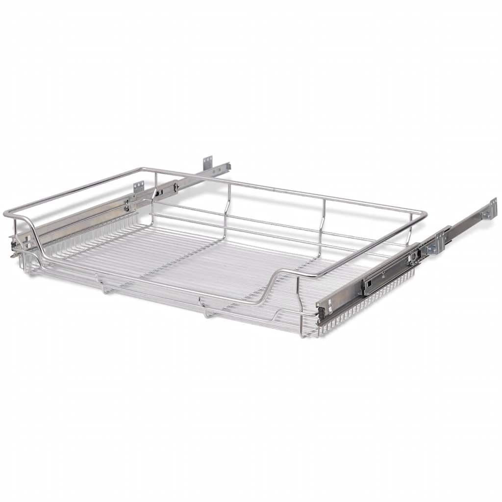 vidaXL Coșuri din sârmă retractabile, 2 buc., argintiu, 800 mm vidaXL Coșuri din sârmă retractabile, 2 buc., argintiu, 800 mm