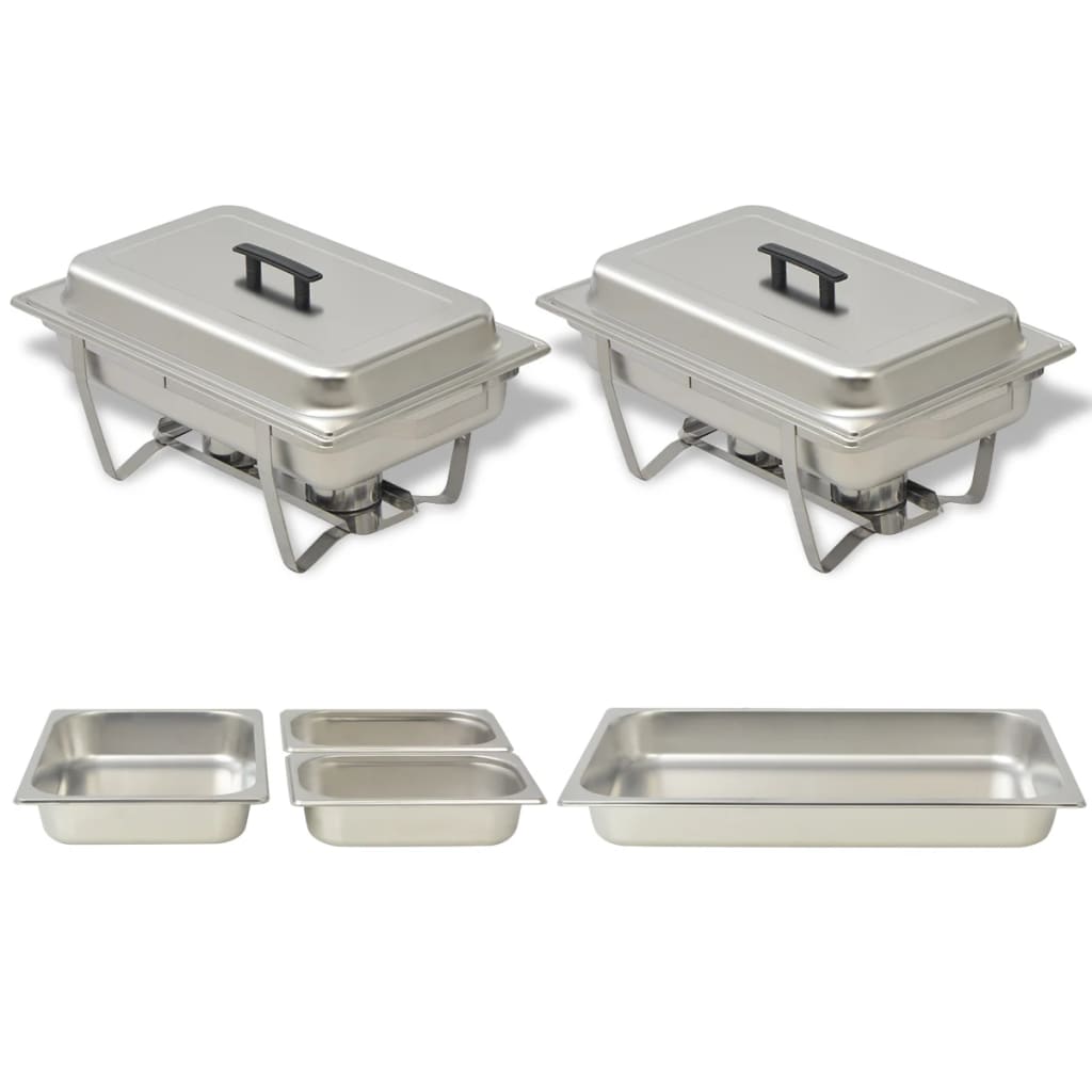 vidaXL Set vase încălzire mâncare, 2 piese, oțel inoxidabil vidaXL Set vase încălzire mâncare, 2 piese, oțel inoxidabil