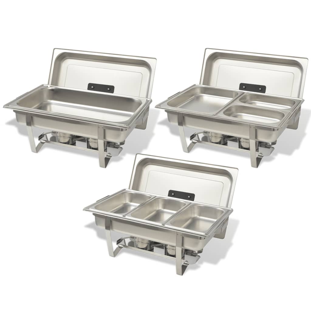 vidaXL Set vase încălzire mâncare, 3 piese, oțel inoxidabil vidaXL Set vase încălzire mâncare, 3 piese, oțel inoxidabil