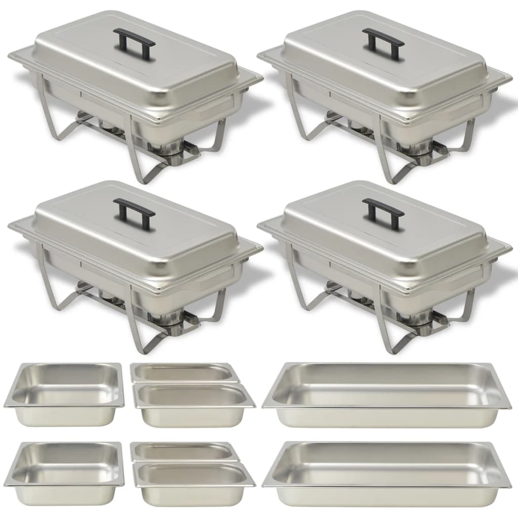 vidaXL Set vase încălzire mâncare, 4 piese, oțel inoxidabil vidaXL Set vase încălzire mâncare, 4 piese, oțel inoxidabil