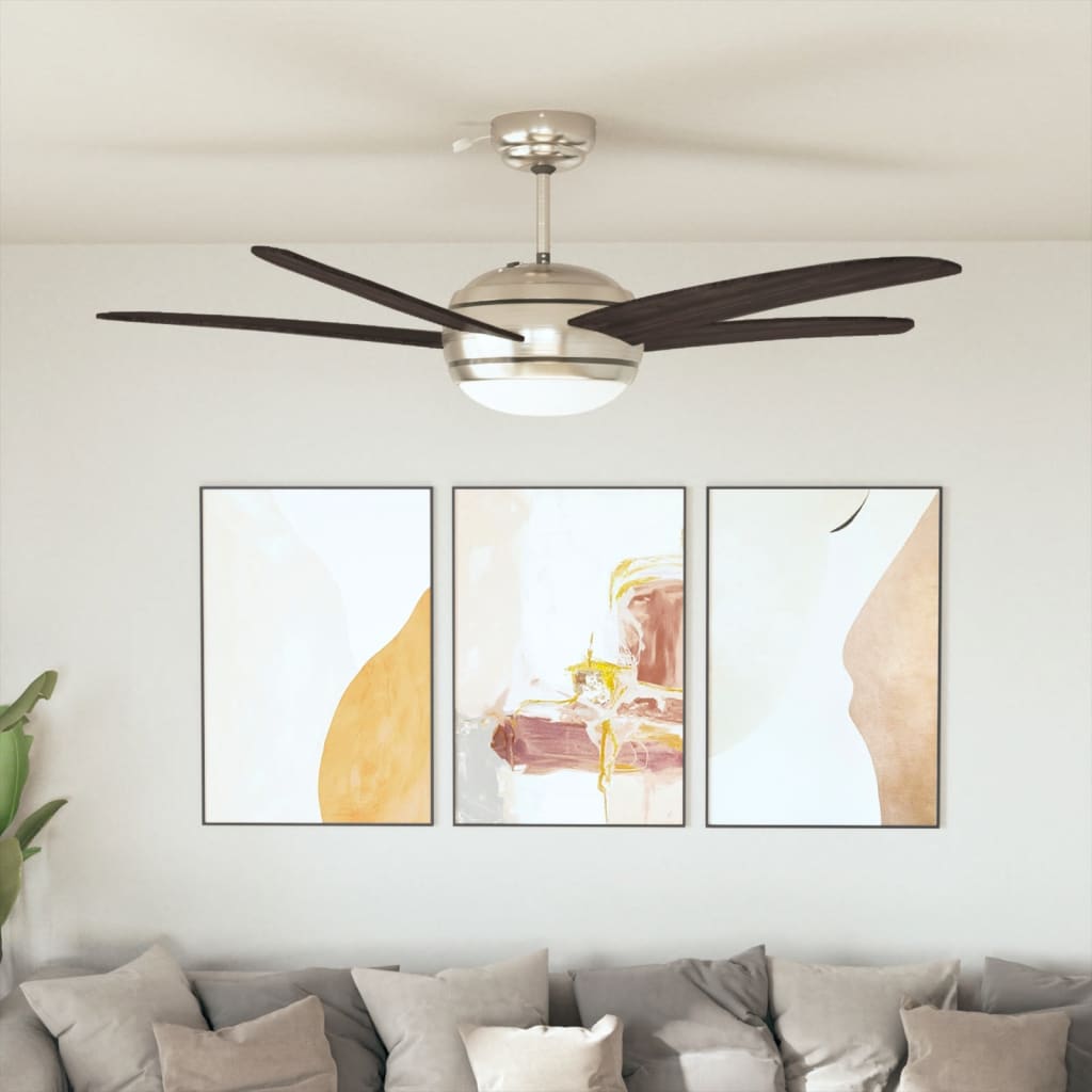 vidaXL Ventilator tavan decorativ cu iluminare, 128 cm, maro vidaXL Ventilator tavan decorativ cu iluminare, 128 cm, maro