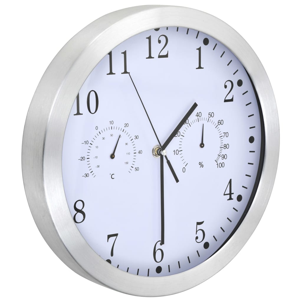 vidaXL Ceas perete, mecanism cuarț, higrometru/termometru, alb, 30 cm vidaXL Ceas perete, mecanism cuarț, higrometru/termometru, alb, 30 cm