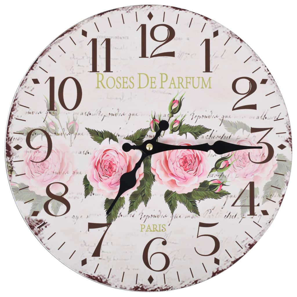 vidaXL Ceas de perete vintage, 30 cm, floare vidaXL Ceas de perete vintage, 30 cm, floare