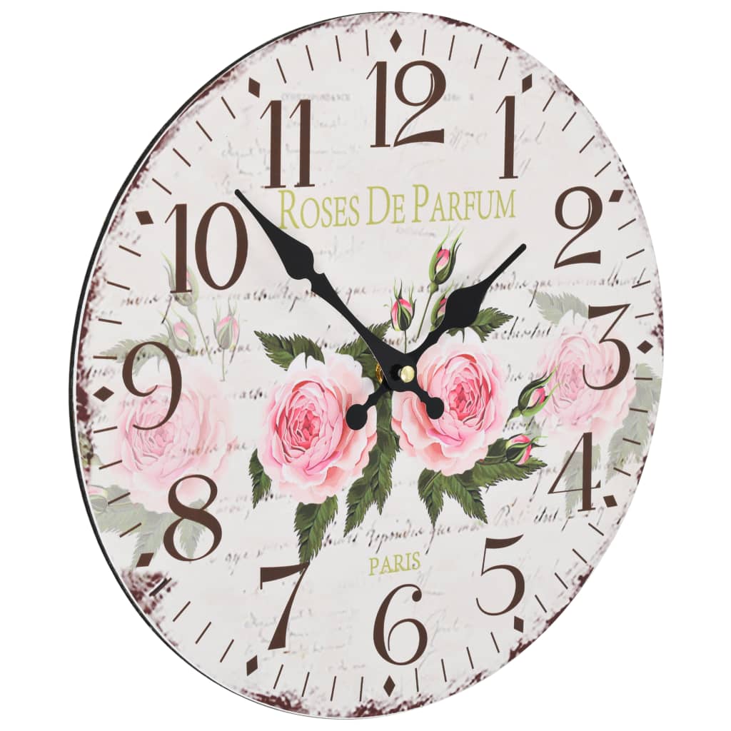 vidaXL Ceas de perete vintage, 30 cm, floare vidaXL Ceas de perete vintage, 30 cm, floare