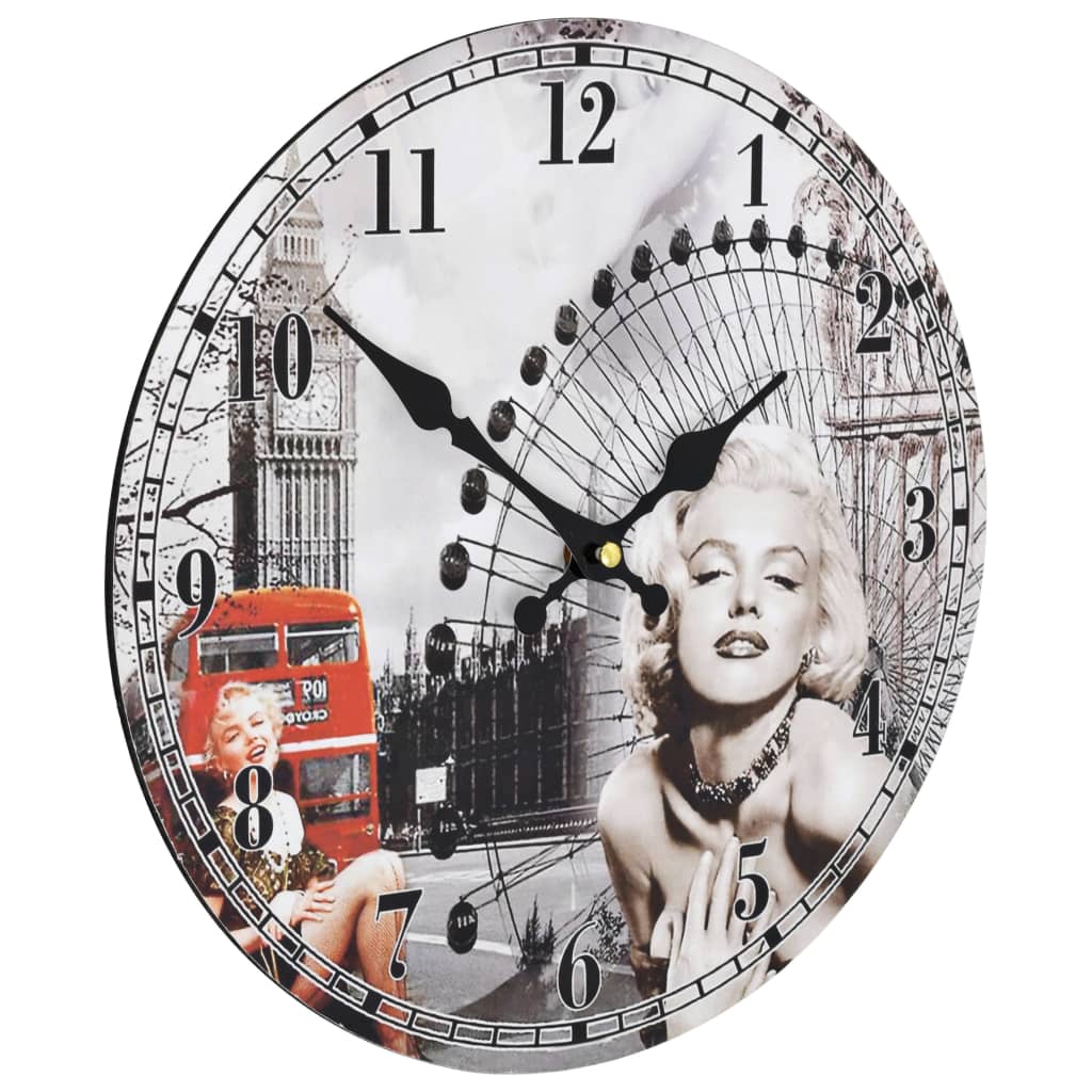 vidaXL Ceas de perete vintage Marilyn Monroe, 30 cm vidaXL Ceas de perete vintage Marilyn Monroe, 30 cm