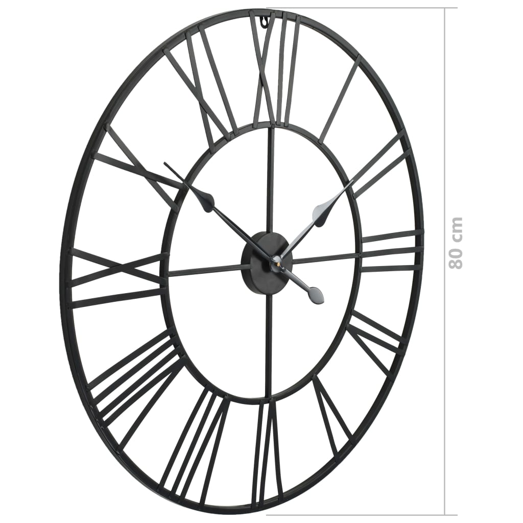 vidaXL Ceas de perete vintage, cu cuarț, lemn și metal, XXL, 80 cm