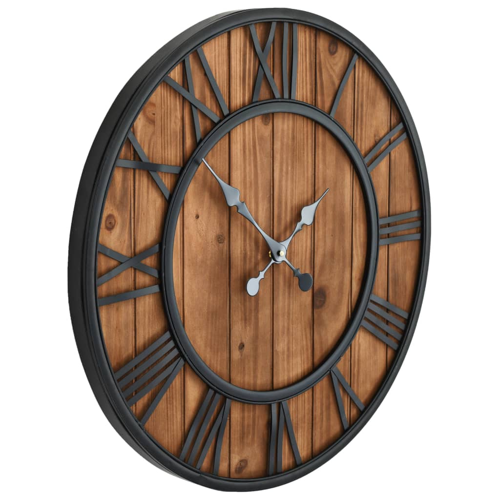 vidaXL Ceas de perete vintage, cu cuarț, lemn și metal, XXL, 60 cm vidaXL Ceas de perete vintage, cu cuarț, lemn și metal, XXL, 60 cm