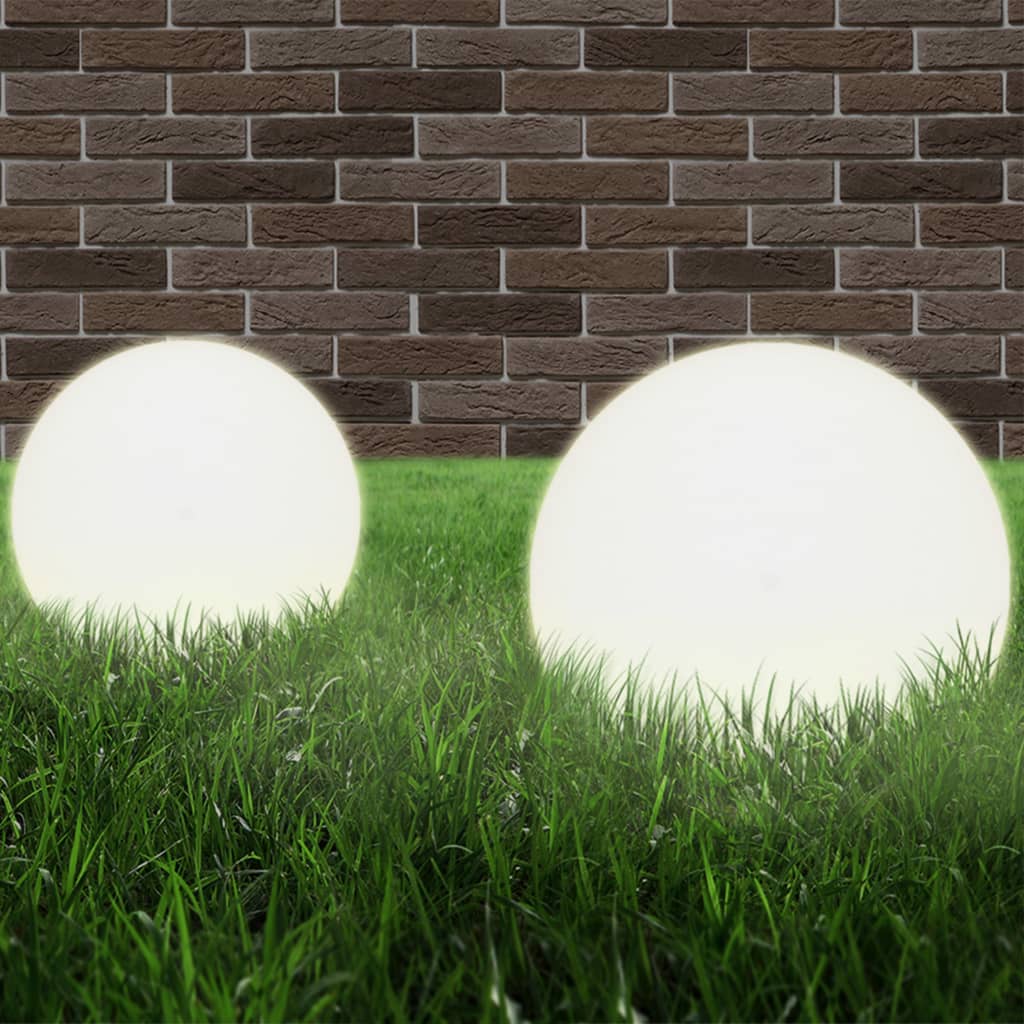 vidaXL Lămpi bol cu LED, 2 buc, sferice, 30 cm, PMMA vidaXL Lămpi bol cu LED, 2 buc, sferice, 30 cm, PMMA