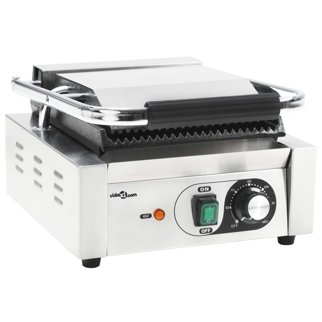 vidaXL Grill Panini cu striații, 31x30,5x20 cm, inox, 1800 W vidaXL Grill Panini cu striații, 31x30,5x20 cm, inox, 1800 W