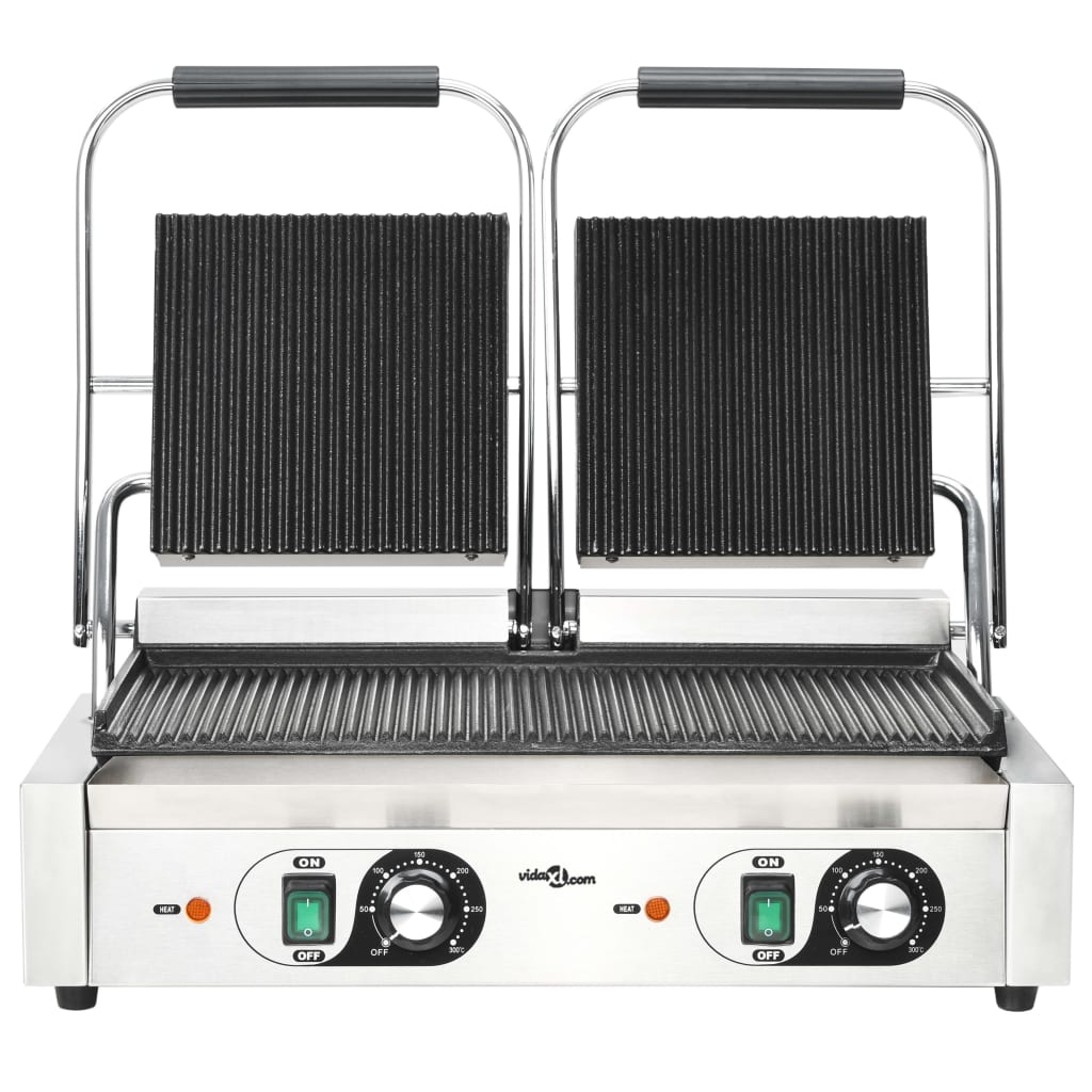 vidaXL Grill Panini dublu cu striații, 57x30,5x20 cm, 3600 W vidaXL Grill Panini dublu cu striații, 57x30,5x20 cm, 3600 W