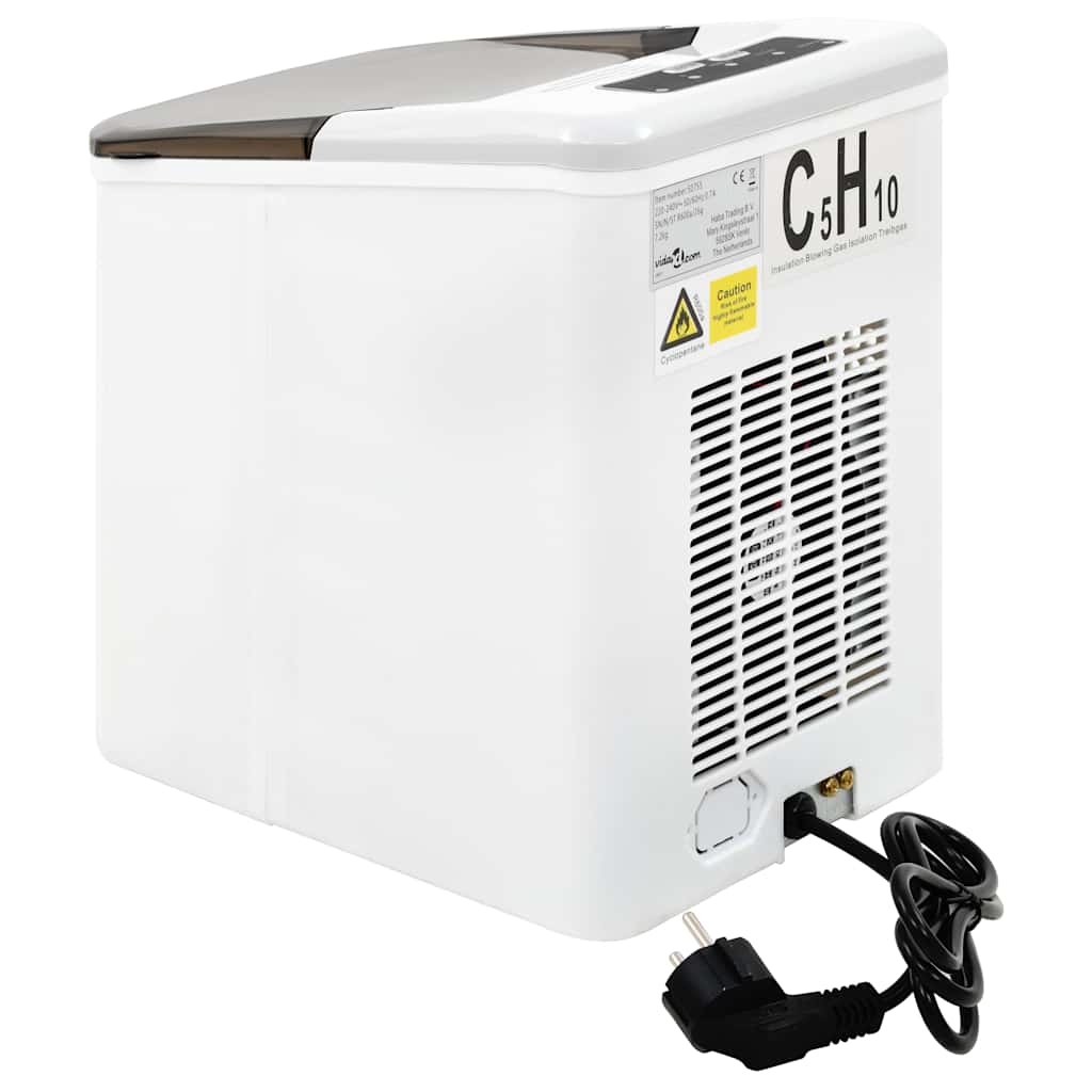 vidaXL Aparat de făcut cuburi de gheață, alb, 1,4 L, 15 kg / 24 h