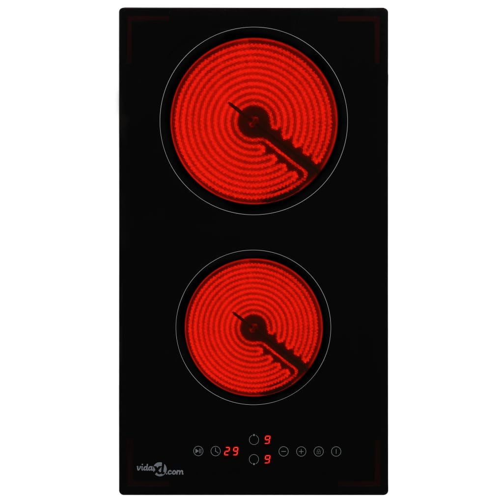vidaXL Plită ceramică cu 2 arzătoare, control tactil, 3000 W