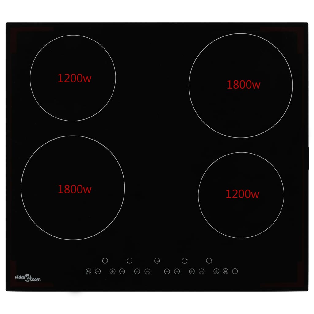 vidaXL Plită ceramică cu 4 arzătoare, control tactil, 6000 W