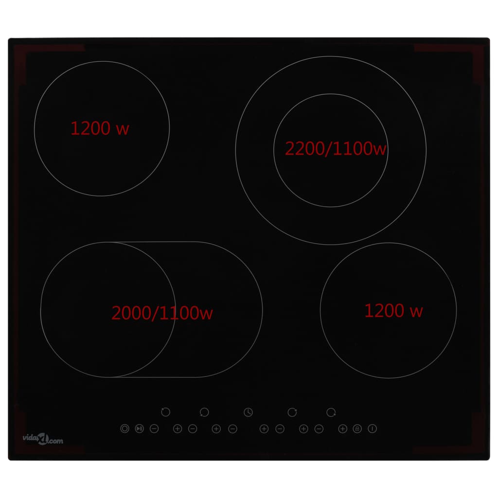 vidaXL Plită ceramică cu 4 arzătoare, control tactil, 6600 W vidaXL Plită ceramică cu 4 arzătoare, control tactil, 6600 W
