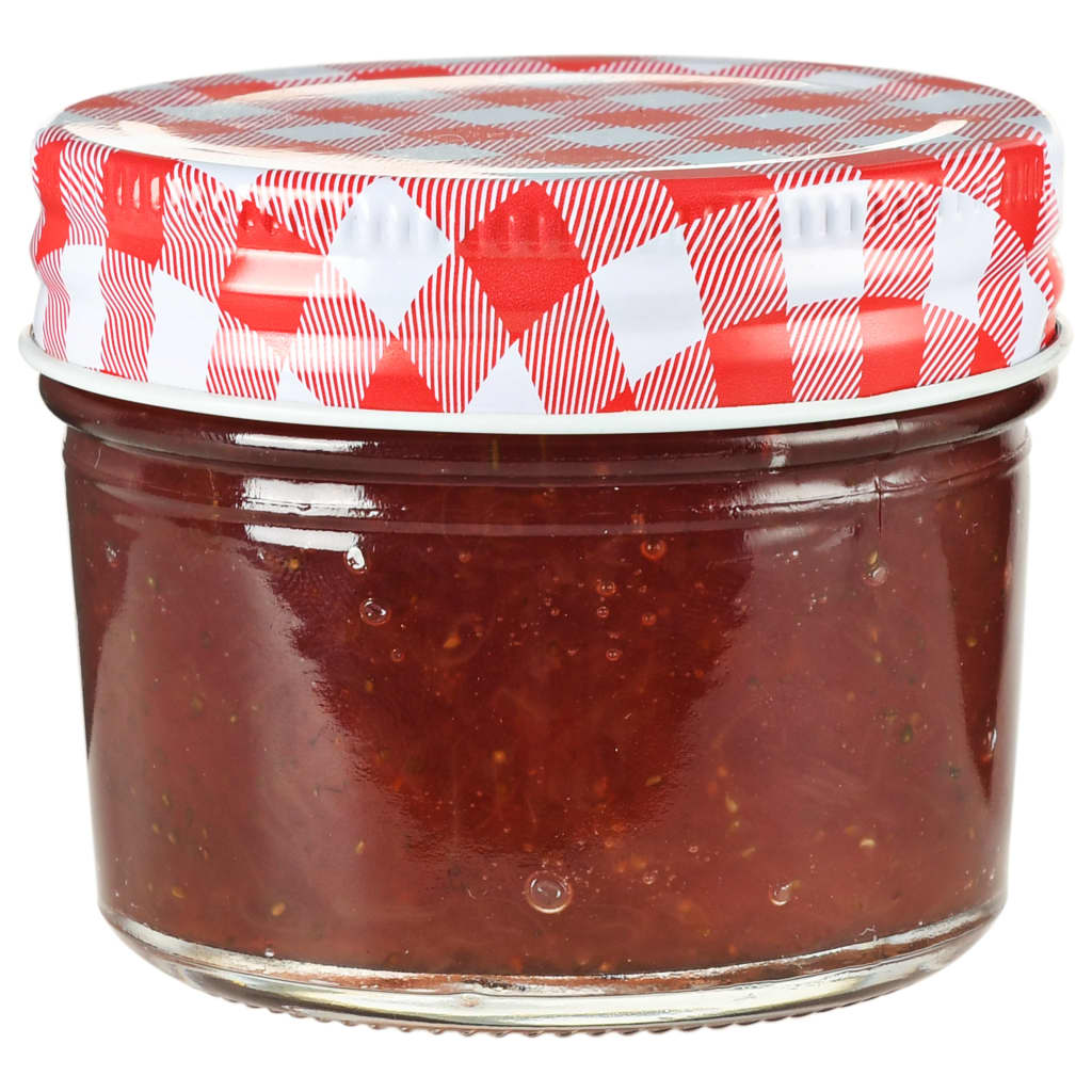 vidaXL Borcane de sticlă pentru gem capace alb și roșu, 48 buc, 110 ml vidaXL Borcane de sticlă pentru gem capace alb și roșu, 48 buc, 110 ml