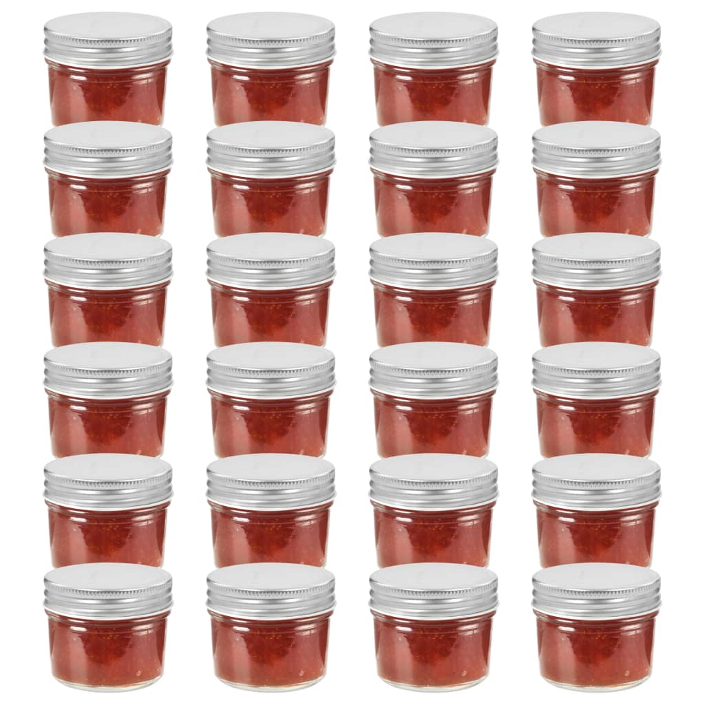vidaXL Borcane din sticlă pentru gem cu capac argintiu 24 buc. 110 ml vidaXL Borcane din sticlă pentru gem cu capac argintiu 24 buc. 110 ml