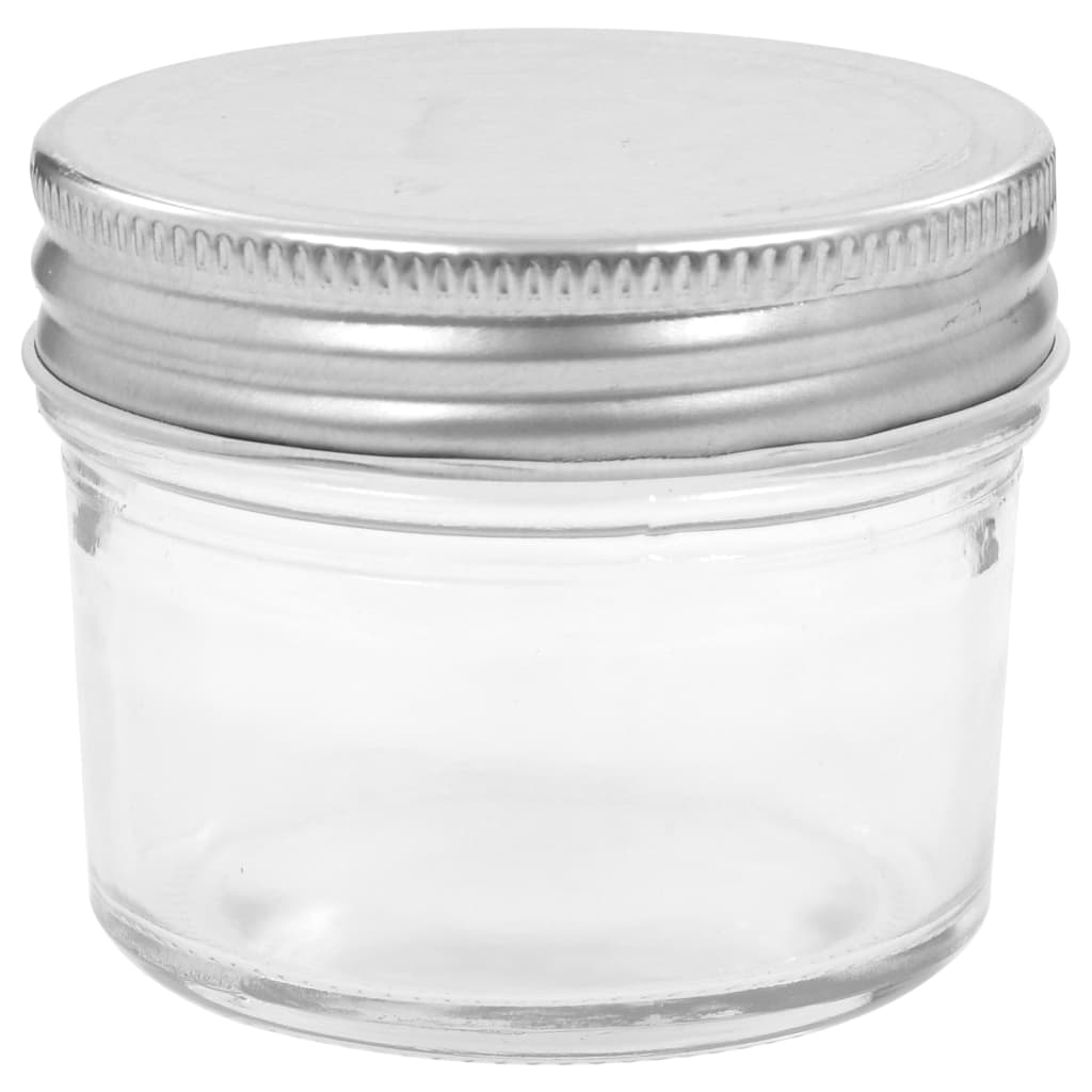 vidaXL Borcane din sticlă pentru gem, capace argintii, 96 buc, 110 ml vidaXL Borcane din sticlă pentru gem, capace argintii, 96 buc, 110 ml